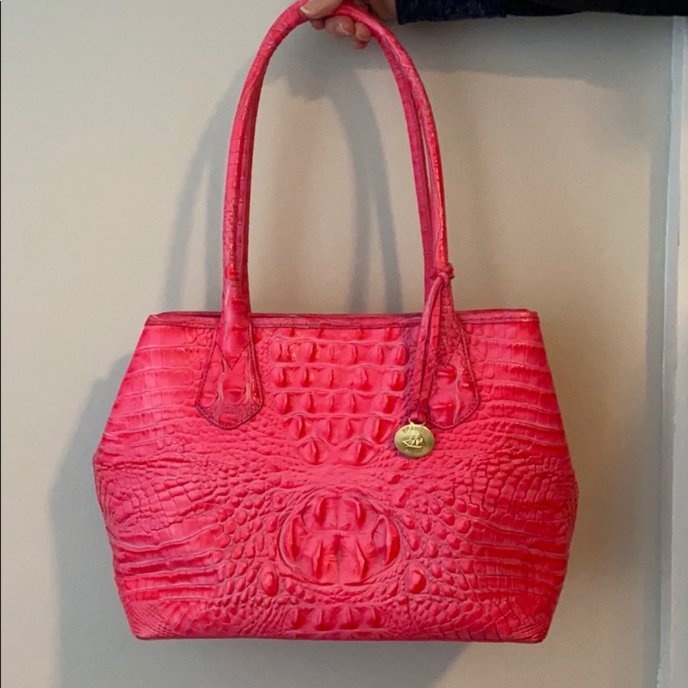 Brahmin pink alligator embossed leather